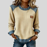 Hattie - Sweatshirt Patchwork em Malha Waffle