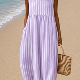 Bettina | Vestido Midi Sem Mangas às Riscas