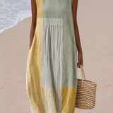 Roberta | Vestido Midi em Blocos de Cor Sem Mangas
