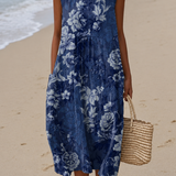 Callista | Vestido Midi Floral Sem Mangas