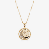 colar giratório dourado dia e noite com esferas