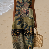 Winifred | Vestido Midi com Estampado Patchwork Sem Mangas