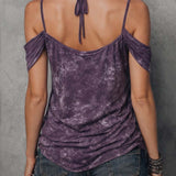 Top Boho Retro com Estampado Tie-Dye e Alças aos Ombros