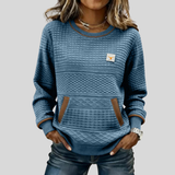 Maeve - Sweatshirt Texturada com Blocos de Cor e Gola Redonda