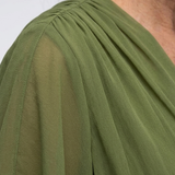 Elysia | Vestido Midi com Decote em V, Drapeado e Cinto de Amarrar