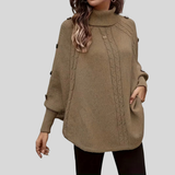 Cordelia - Camisola de Gola Alta em Malha de Tranças