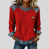 Hattie - Sweatshirt Patchwork em Malha Waffle