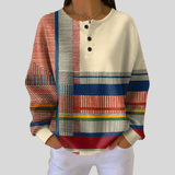 Astrid - Sweatshirt Henley Waffle às Riscas