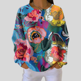 Mabel - Sweatshirt Floral em Malha Waffle
