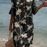Vestido casual de mulher com estampado floral