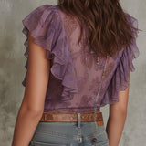 Blusa Boémia em Chiffon com Estampado Paisley e Folhos