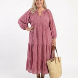 ARLETTE | Vestido Midi Estampado Geométrico de Manga Comprida