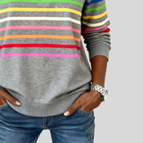 Bryony - Sweatshirt às Riscas Coloridas com Fecho Curto
