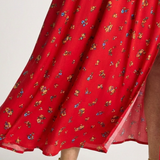 Delphine | Vestido Midi Floral com Mangas Bufantes e Decote Quadrado