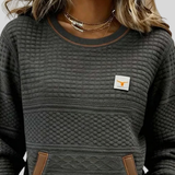 Maeve - Sweatshirt Texturada com Blocos de Cor e Gola Redonda