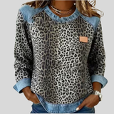 Margot - Camisola com Padrão de Leopardo e Gola em Contraste