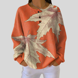 Beatrice - Sweatshirt em Malha Waffle com Folhas de Outono