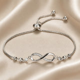 Pulseira Ajustável com Símbolo do Infinito em Ouro Branco