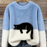 Belinda - Suéter oversized com estampa de gato