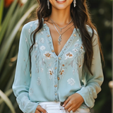 Camisa Bordada Boho, Suave e Casual