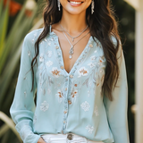 Camisa Bordada Boho, Suave e Casual