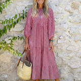 ARLETTE | Vestido Midi Estampado Geométrico de Manga Comprida