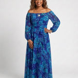 Aspen | Vestido Longo Floral de Ombros Descaídos
