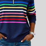 Bryony - Sweatshirt às Riscas Coloridas com Fecho Curto