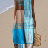 Selene | Vestido Midi Sem Mangas em Blocos de Cor