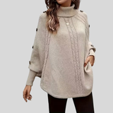 Cordelia - Camisola de Gola Alta em Malha de Tranças