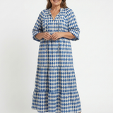 Elodie | Vestido Midi em Camadas com Estampado de Losangos
