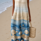 Sienna | Vestido Midi Sem Mangas com Estampado Costeiro