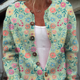 Foxfield™ | Casaco de Malha Vintage Floral para Mulher
