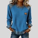 Hattie - Sweatshirt Patchwork em Malha Waffle
