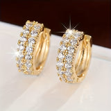 Brincos de Argola Vintage em Ouro Branco com Micro Zircónia