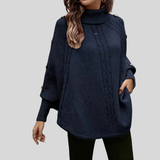 Cordelia - Camisola de Gola Alta em Malha de Tranças