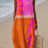Tamsin | Vestido Midi Sem Mangas em Blocos de Cor
