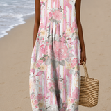 Lois | Vestido Midi Floral Sem Mangas Leve e Fresco