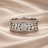 Anel Elegante em Ouro Branco com Zircónia