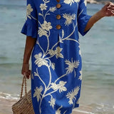 Vestido casual de mulher com estampado floral