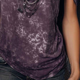 Top Boho Retro com Estampado Tie-Dye e Alças aos Ombros