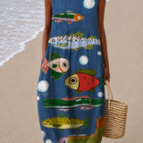 Nina | Vestido Midi Sem Mangas de Caimento Descontraído