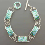Pulseira Prateada Entrançada em Esmalte Vintage