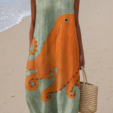 Marla | Vestido Midi Sem Mangas Costeiro