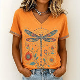 T-Shirt Décontracté À Imprimé Libellule