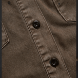 Camisa Western Castanho-Acinzentada Lavada Vintage de Corte Slim com Botões