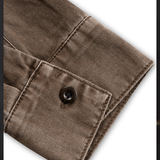 Camisa Western Castanho-Acinzentada Lavada Vintage de Corte Slim com Botões