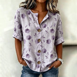 Camisa Vintage com Estampado Floral