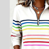 Bryony - Sweatshirt às Riscas Coloridas com Fecho Curto