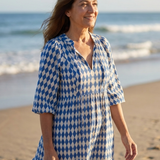 Elodie | Vestido Midi em Camadas com Estampado de Losangos
